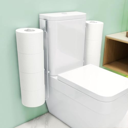 Tokokimo Toilettenpapierhalter Stehend, kein Bohren, 4 Rollen Toilettenpapier Integrierter Toilettenpapier-Ersatzrollenhalter Edelstahl, HxBxT: 42x3,5x9 cm, Silber, 2 Stück von Tokokimo