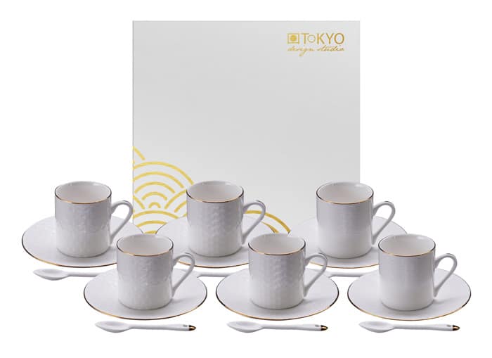 Espresso-Set Weiß-Gold Nippon Weiß - Tokyo Design Studio - 18-teilig - 80ml von Tokyo Design Studio