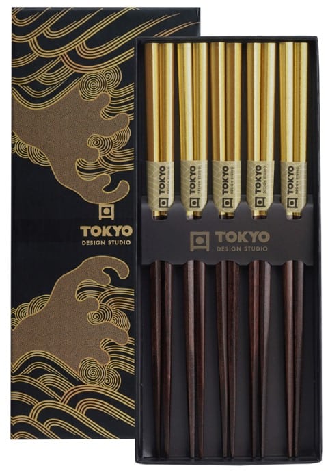 Essstäbchen-Set - Tokyo Design Studio - Goldene Griffe - 5 Paare von Tokyo Design Studio