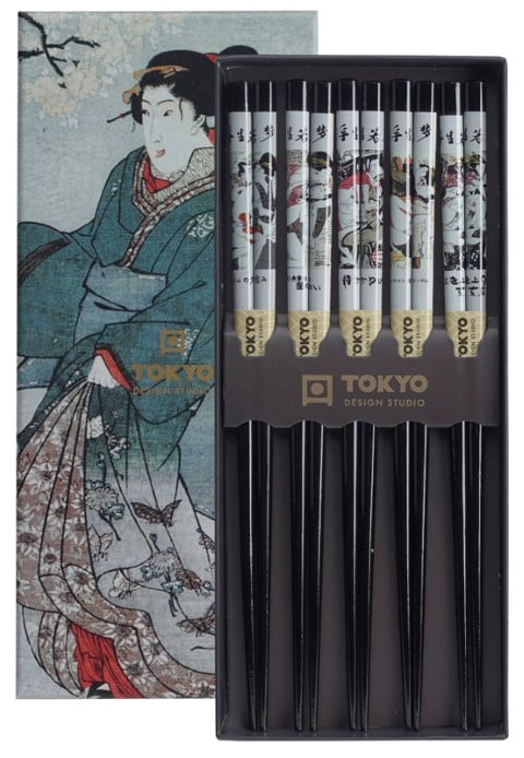 Essstäbchen-Set Tokyo Design Studio mit Geisha-Motiv - 5-teilig Essstäbchen-Set Tokyo Design Studio mit Geisha-Motiv - 5-teilig von Tokyo Design Studio