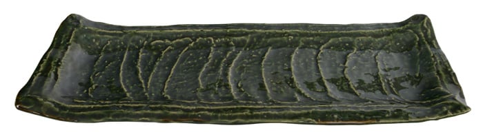 Großer rechteckiger Teller - The Oriental Shop - Dunkelgrün mit Linienmuster - 41 x 13 x 4 cm Großer rechteckiger Teller - The Oriental Shop - Dunkelgrün mit Linienmuster - 41 x 13 x 4 cm von Tokyo Design Studio