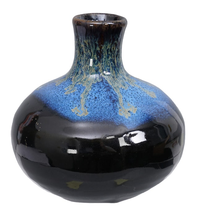 Handgemachte Vase-Kobaltblau und Schwarz-8,5 x 9 cm Handgemachte Vase-Kobaltblau und Schwarz-8,5 x 9 cm von Tokyo Design Studio