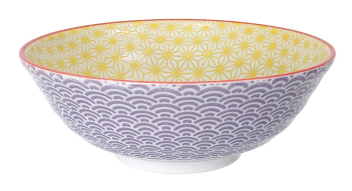 Keramikschüssel - Star Wave - Gelb Lila Muster - 1100 ml Keramikschüssel - Star Wave - Gelb Lila Muster - 1100 ml von Tokyo Design Studio