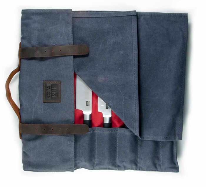 Ledermesser-Rolltasche - Kotai - Dunkelgraublau von Tokyo Design Studio