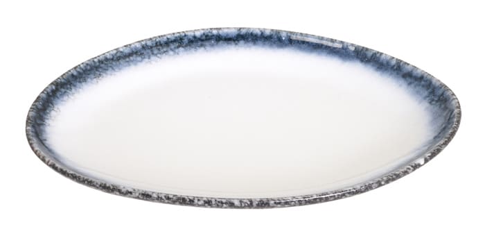 Ovaler Teller - Tajimi - Grau-Weißes Design - 26,7 x 19 x 3 cm von Tokyo Design Studio