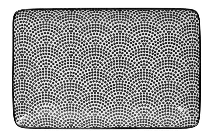 Rechteckiger Teller - Nippon Schwarz - Punktemuster - 21 x 13,5 cm von Tokyo Design Studio
