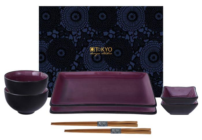 Sushi-Set mit Essstäbchen - Tokyo Design Studio - Glassy Blue - 8-teilig von Tokyo Design Studio