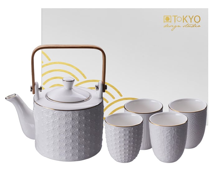 Teeservice-Set - Nippon Weiß - Tokyo Design Studio - Goldrand - 5-teilig - 800ml von Tokyo Design Studio