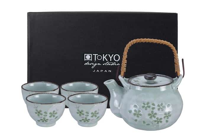 Teeset Minzgrün - Green Cosmos - Tokyo Design Studio - Blumenmuster - 700ml - 16x14x11cm von Tokyo Design Studio