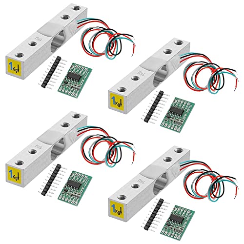 Tolaily Gewichtssensor für digitale Ladezellen – 4 Sets Ladezellen 1 kg HX711 AD Modul Verstärker Wiegeverstärker Drucksensorzelle Tolaily Gewichtssensor für digitale Ladezellen – 4 Sets Ladezellen 1 kg HX711 AD Modul Verstärker Wiegeverstärker Drucksensorzelle von Tolaily