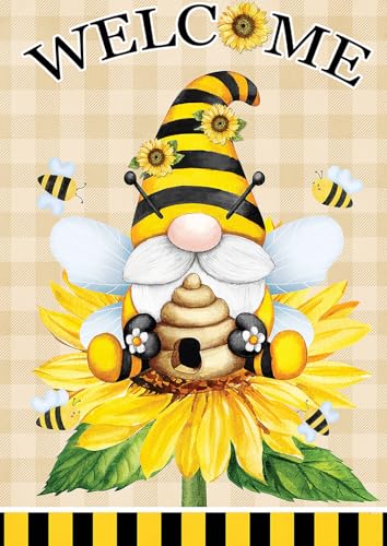 Toland Home Garden 1112689 Hive Hat Gnome Spring Flag Double Sided for Outdoor Summer House Yard Decoration von Toland Home Garden