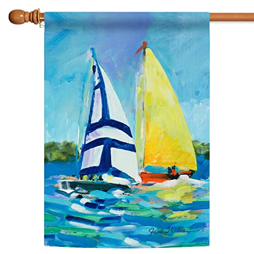 Toland Home Garden Regatta Flagge, Textil, Blue/White/Yellow, House-L-28 x 40" von Toland Home Garden