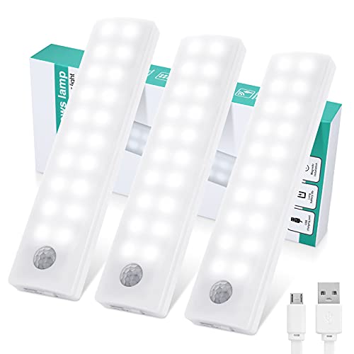 Tolare LED Schrankbeleuchtung Mit Bewegungsmelder, Einstellbare Helligkeit Schrankleuchte 20 LEDs, Unterbauleuchte Sensorleuchte Schranklicht Nachtlicht Für Schrank Kleiderschrank Treppen Flur(3 Pack) von Tolare