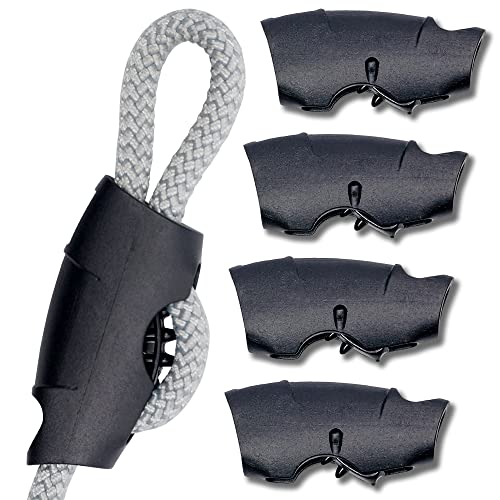 Toldoro® Seilklemme Super Sharky 4 Stück 8mm / Klemmen zur Befestigung von Seilen und Tauwerk für Sonnensegel oder Segelboote/Tauwerkklemme aus Kunststoff für schnelle Befestigung von Toldoro