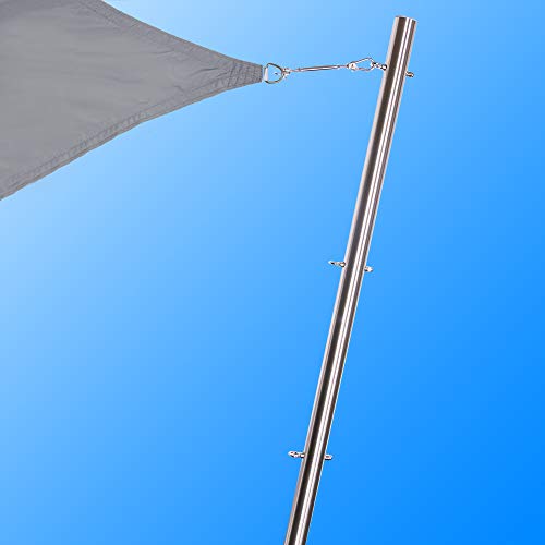 Edelstahl Stange 2,5m mit 3 Ösen Höhenverstellbar Ø70x3mm Sonnensegel mit Bodenhülse von Toldoro