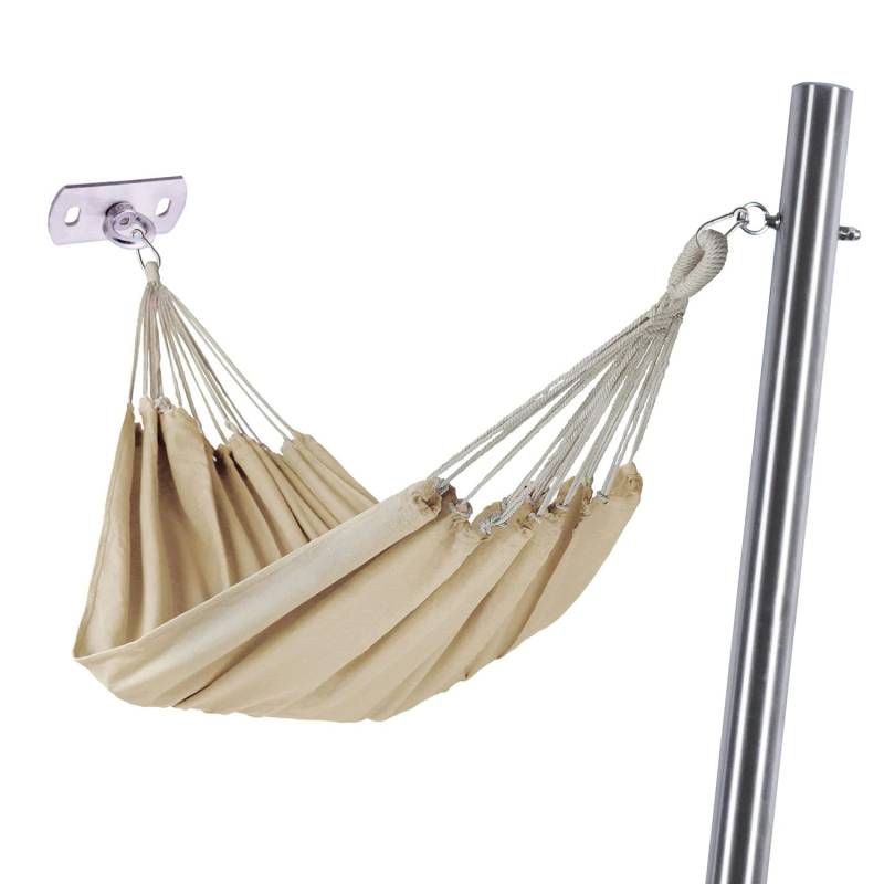 Toldoro Hängematte Cremeweiß Befestigung Aus Edelstahl Bestehend Aus 1x Mast & 1x Wandhalter Aufhängeset für Hängematte Zwischen Wand und Mast von Toldoro