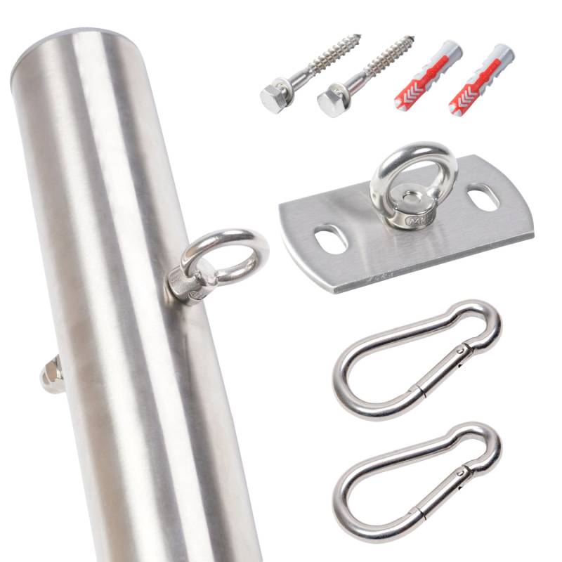 Toldoro Hängemattenbefestigung Aus Edelstahl Bestehend Aus 1x Mast & 1x Wandhalter Aufhängeset für Hängematte Zwischen Wand und Mast von Toldoro