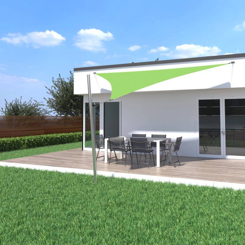 Toldoro Sonnensegel Komplettset 4,6x4,6x4,6m UPF50+ mit Befestigungsmaterial Halterung Pfosten Mast & Zubehör Regendicht Sonnenschutz Apfelgrün von Toldoro