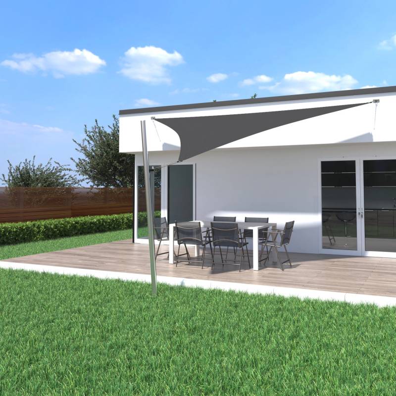 Toldoro Sonnensegel Komplettset 6x6x6m UPF50+ mit Befestigungsmaterial Halterung Pfosten Mast & Zubehör Regendicht UV-Schutz Sonnenschutz Anthrazit von Toldoro