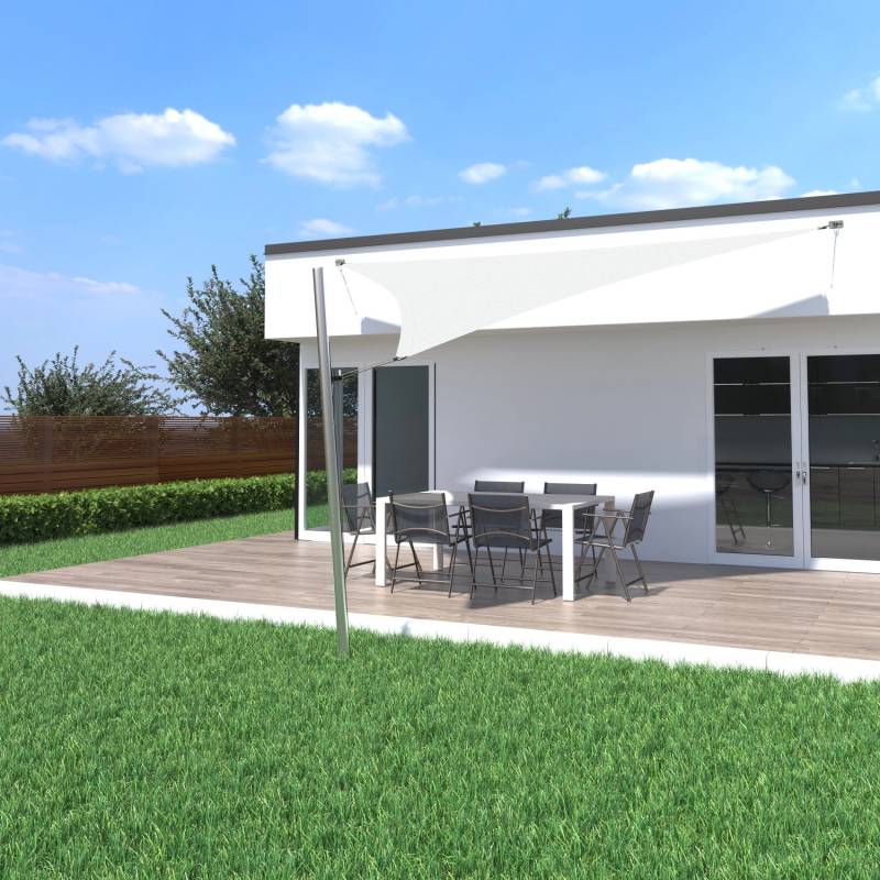 Toldoro Sonnensegel Komplettset 6x6x6m UPF50+ mit Befestigungsmaterial Halterung Pfosten Mast & Zubehör Regendicht UV-Schutz Sonnenschutz Cremeweiß von Toldoro