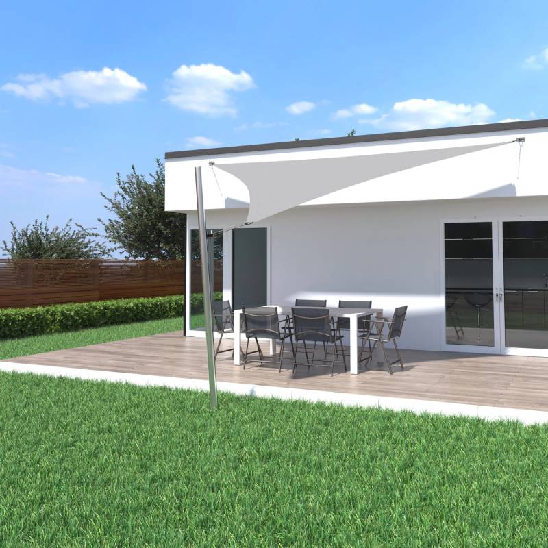Toldoro Sonnensegel Komplettset 6x6x6m UPF50+ mit Befestigungsmaterial Halterung Pfosten Mast & Zubehör Regendicht UV-Schutz Sonnenschutz Hellgrau von Toldoro