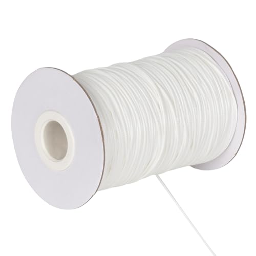 160m x 1mm Nachahmung Leder Thread Geflochten Gewachst String Wachsschnur Satinschnur, Perlenfaden Rund Bastelschnur Reißfeste Kordel gewachst für Halsketten Armbänder DIY Schmuckherstellung (Weiß) von Tolenre