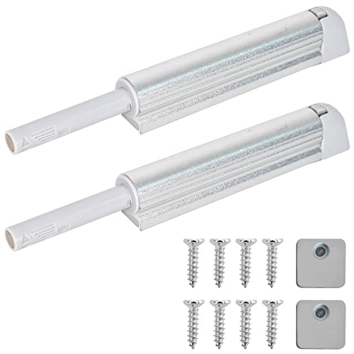 2 Stück Magnetische Türschnäpper, Push to Open Türöffner, Softclose Türdämpfer, Schranktür Dämpfer, Drucktüröffner für Schränke Türen Sideboards Möbel Schubladen Schranktür (Silber) von Tolenre
