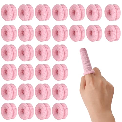 Tolenre 30 Stück Fingerverband, Fingerbandage, Finger Bob, Dehnbar Fingerpflaster, Universelle Fingerlinge Fingerschützer, Fingerpflaster Fingerkuppenschutz für Arbeit Küche Fingerschutz (Rosa) von Tolenre