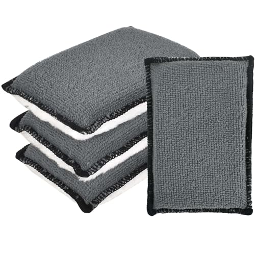 Auto Innenraum Pads 4 Stück Mikrofaser Reinigungspads, Scrub Pads Auto, Reinigungsschwamm Auto Innen, Für Die Innen Reinigung Pflege Von Kunststoff, Polster, Leder, Cockpit & Armaturen (13cm*8cm) von Tolenre