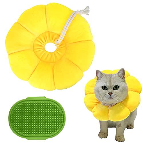 Halskrause Katze, Haustierbad-Massagebürste, Soft Weich Katze Schutzkragen, Wiederherstellung Kragen, Anti Biss Safety Einstellbarer Schützender Kragen für Haustiere Katzen Hunde, 13-27cm von Tolenre