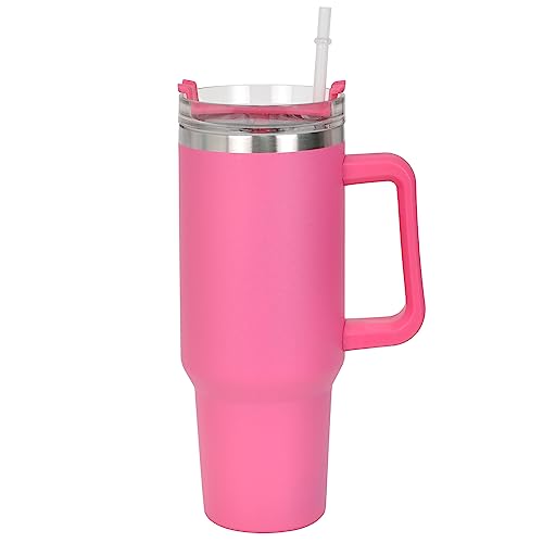 Isolierbecher Edelstahl Vakuum Doppelwandiger, 1200 mL Tragbare Autobecher Becher Tumbler, Isolierter Becher schweißfest, Isolierter Thermo Trinkbecher Edelstahl mit Griff, Thermobecher (Rosarot) von Tolenre