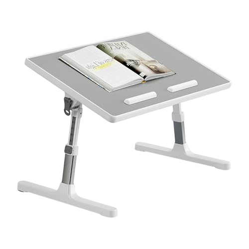 Laptoptisch fürs Bett, Laptoptisch Einstellbare Höhe, Laptoptisch mit klappbare Beine, Klappbarer Lapdesk für Sofa Couch Boden Arbeiten Studieren Lesen Schreiben Essen, 52 X 30cm (Grau) von Tolenre