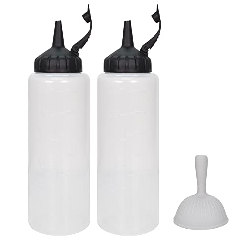 Tolenre 2 Stück 350 ml Squeeze Flasche und Faltbarer Silikon Trichter, Quetschflasche mit Kappe, Squeeze Condiment Flaschen aus Kunststoff für Zuhause, Küche, Restaurant, Hotel und Camping von Tolenre