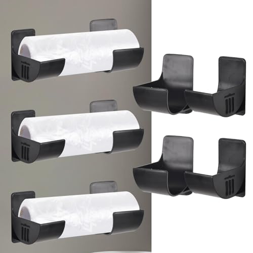 Tolenre 4 Stück Wandmontierter Müllbeutelhalter, Wand Montierter Müllsack Spender Organizer, Müllbeutel-Organizer für Küche Aufbewahrung&Organisation Küchen Zubehör Ordnungssystem (Schwarz) von Tolenre