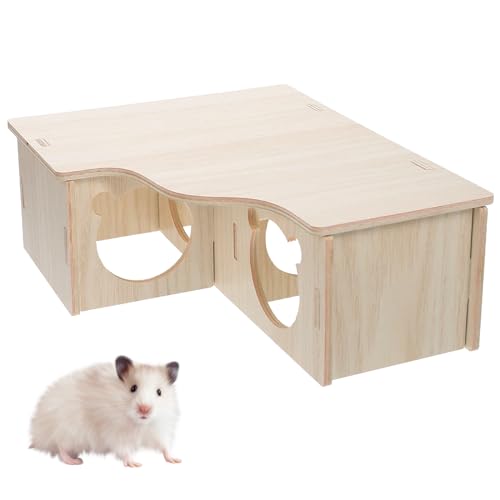 Tolenre Hamster Holzhaus, Holz Hamsterhaus, Hamster Haus, Hamster-Versteckhaus Holz, Hamster Eckhaus, für Kleine Haustiere Chinchilla Ratte, Zwerghamster, Rennmäuse, Stachelmäuse (31 * 24 * 11cm) von Tolenre