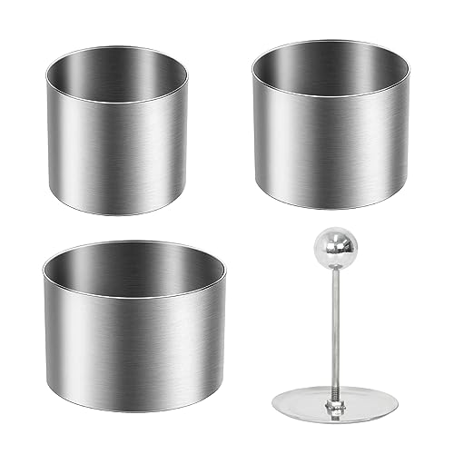 Tolenre Kuchenring Formen Edelstahl Mousse-Ring-Set Dessertringe Silber Kochringe 3 Stück Verschiedene Größe Runde Speiseringe Kuchenringe mit Heber Backen Werkzeug für Gebäck Nachtisch Keks von Tolenre