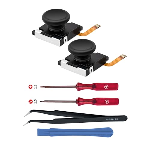 Tolesum 3D TMR Hall Effect Joystick Reparatur Ersatz Set für NS Switch/Switch OLED Joy-Con/Switch Lite Controller mit Reparatur Werkzeuge,No Drift-Schwarz(Nicht für NS Switch 2) von Tolesum