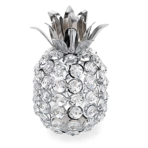 TOLIDA Glitzernde Kristall-Ananas-Obst-Ornament, künstliche Obst-Skulptur, Tafelaufsatz, Dekoration für Zuhause, Esstisch, Hochzeit/Geburtstagsparty (Ananas, Silber) von TOLIDA