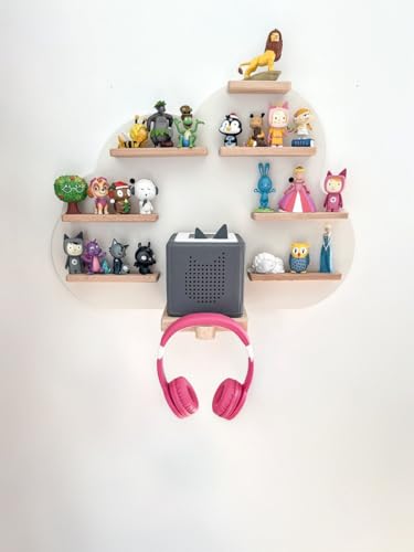Hochwertiges Kinderregal im Wolkendesign für die Toniebox | Figuren | Musikbox | Platz für bis zu 26 Figuren | Tonie Regal (Weiß) von Tolina