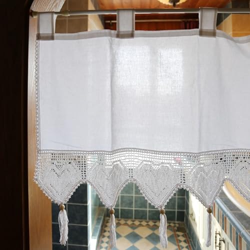 Tolldek 150x60cm Bistrogardine Halbtransparent Beige Weiß, 1 Teiliges Einfarbig mit Hohl Herz Spitze Quaste Scheibengardine Vorhang Rod Pocket Baumwolle Gardine für Zimmer, Büro Tolldek 150x60cm Bistrogardine Halbtransparent Beige Weiß, 1 Teiliges Einfarbig mit Hohl Herz Spitze Quaste Scheibengardine Vorhang Rod Pocket Baumwolle Gardine für Zimmer, Büro von Tolldek