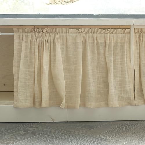 Tolldek 1er Pack Blickdichte Scheibengardine H40 x B140cm, Einfarbig Kurze Scheibengardinen Küche, Rod Pocket Baumwolle Leinen Vorhang Blickdicht Extrabreit für Zimmer, Beige Tolldek 1er Pack Blickdichte Scheibengardine H40 x B140cm, Einfarbig Kurze Scheibengardinen Küche, Rod Pocket Baumwolle Leinen Vorhang Blickdicht Extrabreit für Zimmer, Beige von Tolldek