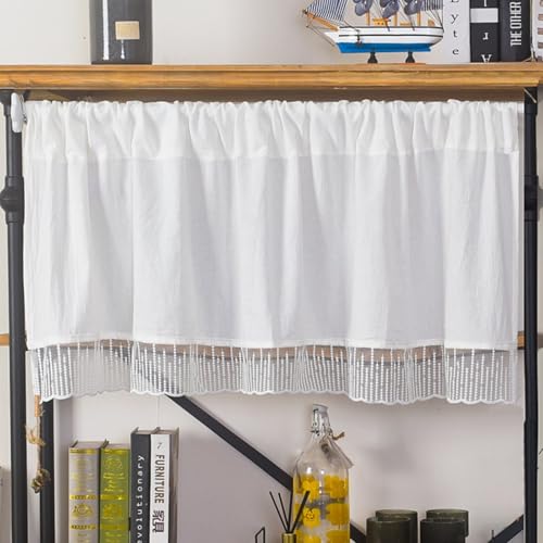 Tolldek 1er Pack Küchenvorhang Fenster Modern, Einfarbig mit Welle Scheibengardine Voile Bistrogardine Beige Weiß, Klettverschluss Baumwolle Halbtransparent Gardinen Voile Küche, HxB 45x130cm Tolldek 1er Pack Küchenvorhang Fenster Modern, Einfarbig mit Welle Scheibengardine Voile Bistrogardine Beige Weiß, Klettverschluss Baumwolle Halbtransparent Gardinen Voile Küche, HxB 45x130cm von Tolldek