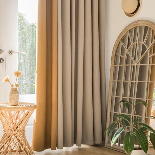 Tolldek Ösenschal 2er Set 2er Set, Milchweiß Hellbraun Vorhang für Fenster Patchwork Zweifarbig, Polyester Baumwolle Ösen Vorhang Schlafzimmer Modern, B 107 x H 183cm Tolldek Ösenschal 2er Set 2er Set, Milchweiß Hellbraun Vorhang für Fenster Patchwork Zweifarbig, Polyester Baumwolle Ösen Vorhang Schlafzimmer Modern, B 107 x H 183cm von Tolldek