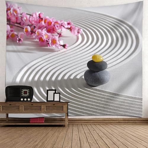 Tolldek Wandteppich Beige Rose 200 x 200 cm, Landschaft Natur Wandbehang Sand Blumen Stein Tapisserie Wandbehänge für Wohnzimmer Schlafzimmer Wohnheim Wanddeko von Tolldek