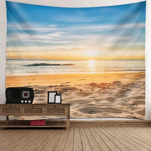 Tolldek Wandteppich Blau Orange Beige 200 x 200 cm, Natur Landschaft Wandtuch Sonnenaufgang Strand Wandteppiche Wandbehänge mit Art Nature Home Dekorationen Tolldek Wandteppich Blau Orange Beige 200 x 200 cm, Natur Landschaft Wandtuch Sonnenaufgang Strand Wandteppiche Wandbehänge mit Art Nature Home Dekorationen von Tolldek