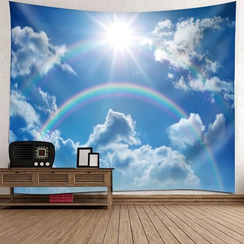 Tolldek Wandteppich Blau Weiß 150 x 130 cm, Landschaft Natur Wandbehang Regenbogen Sonne Himmel Wandtuch Wandbehänge Zubehör für Schlafzimmer Wohnzimmer Kinderzimmer Tolldek Wandteppich Blau Weiß 150 x 130 cm, Landschaft Natur Wandbehang Regenbogen Sonne Himmel Wandtuch Wandbehänge Zubehör für Schlafzimmer Wohnzimmer Kinderzimmer von Tolldek