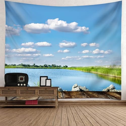 Tolldek Wandteppich Blau Weiß Grün 150 x 130 cm, Landschaft Natur Tapisserie See Himmel Wandteppiche Wandbehänge für Schlafzimmer Tolldek Wandteppich Blau Weiß Grün 150 x 130 cm, Landschaft Natur Tapisserie See Himmel Wandteppiche Wandbehänge für Schlafzimmer von Tolldek