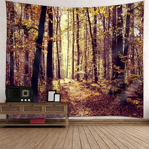 Tolldek Wandteppich Braun 300 x 256 cm, Landschaft Natur Wandbehang Baum Dschungel Tapisserie Wandbehänge für Tischdecke Wohnzimmer Schlafzimmer Decor von Tolldek