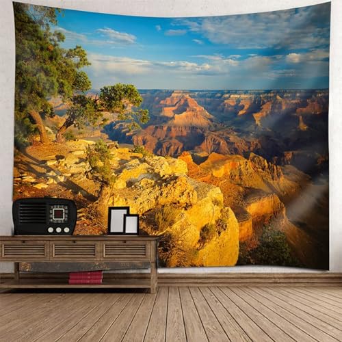 Tolldek Wandteppich Braun Blau 150 x 130 cm, Landschaft Natur Tapisserie Berg Wandtuch Wandtücher für Tischdecke Wohnzimmer Decor von Tolldek