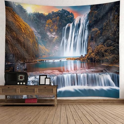 Tolldek Wandteppich Braun Weiß 150 x 130 cm, Natur Landschaft Wandtuch Berg Wasserfall Tapisserie Wandbehang Wandbehänge für Zimmer Wohnheim Schlafazimmer Tolldek Wandteppich Braun Weiß 150 x 130 cm, Natur Landschaft Wandtuch Berg Wasserfall Tapisserie Wandbehang Wandbehänge für Zimmer Wohnheim Schlafazimmer von Tolldek
